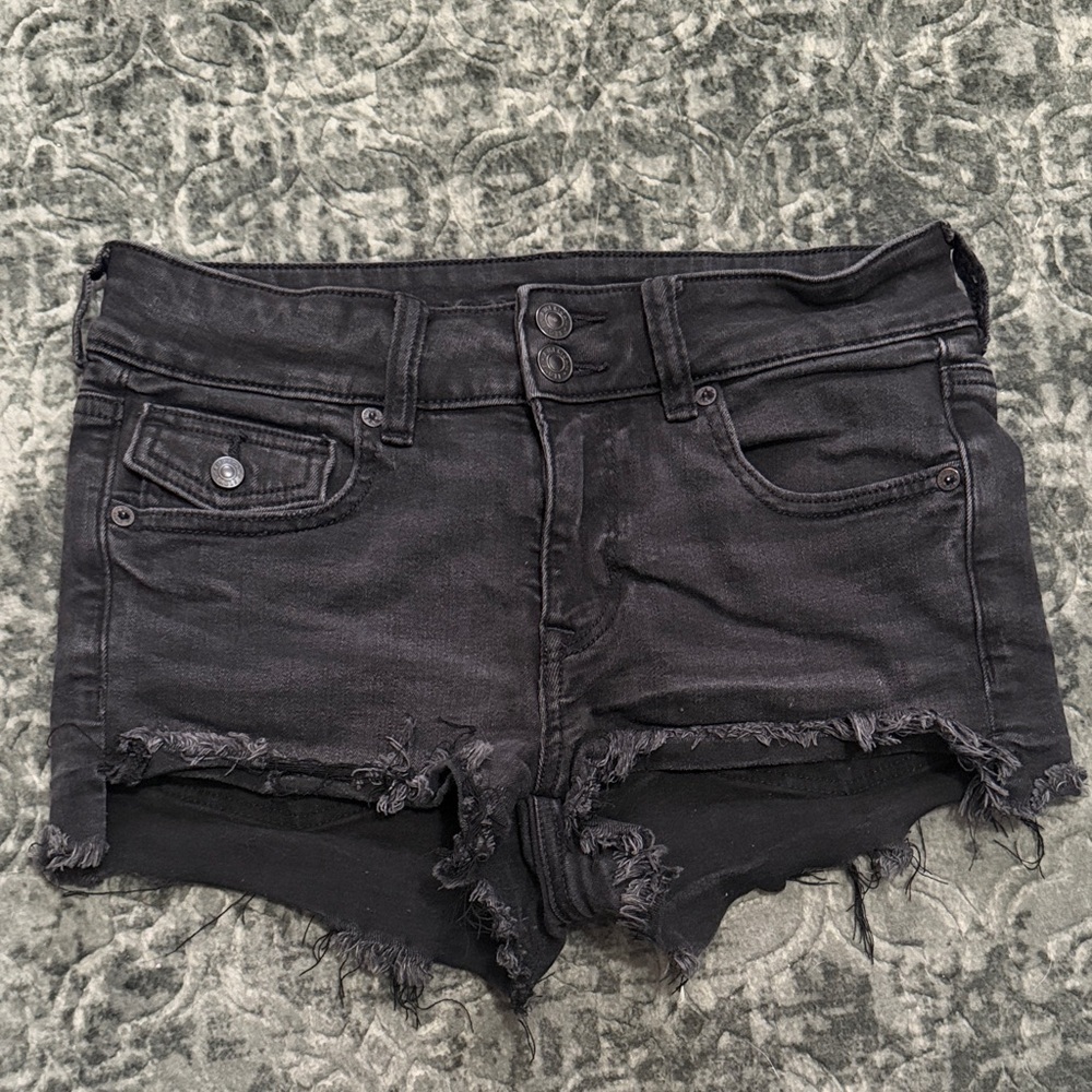 American Eagle Outfitters Next Level Stretch Distressed Shortie Shorts
